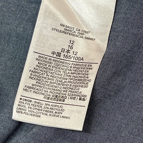 Gap Academy Blazer Women 12 Black Stone 2 Button Dark Academia Preppy Schoolgirl - Picture 11 of 12